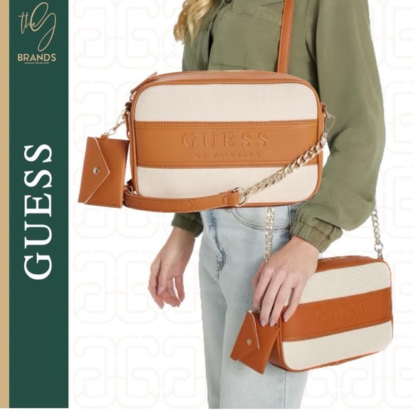 New GUESS Maya Color-Block Canvas Crossbody - Picture 2 of 6